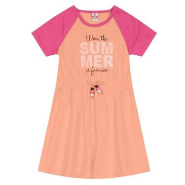 Imagem de Vestido com mangas raglan infantil menina Brandili, 8, Laranja