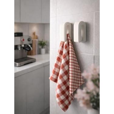 Imagem de Suporte de Toalhas Adesivo P | Toalheiro Porta Guarda-Napo para Cozinha e Banheiro, Fixação sem Furo, Design Moderno-SHACK (2, BRANCO)