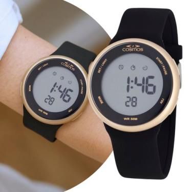 Imagem de Relógio Feminino Digital de Pulso Preto e Dourado com Pulseira de Sili