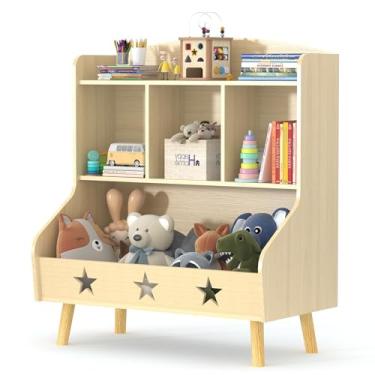 Imagem de Adompacat Estante infantil e organizador de brinquedos, estante infantil com 3 compartimentos, armário de armazenamento de brinquedos, suporte organizador infantil, para quarto, quarto infantil, sala