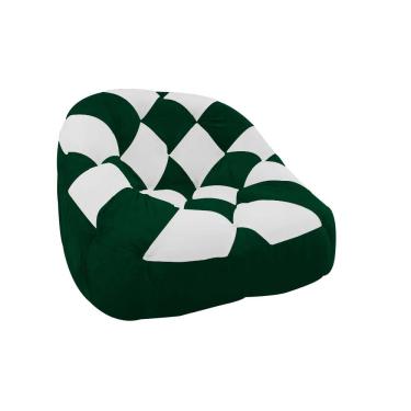 Imagem de Poltrona Redonda Tipo Puff Dama Suede Verde e Branco - D'Rossi