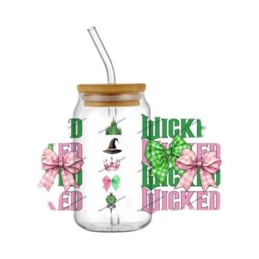 Imagem de Adesivos 3D UV DTF Wicked Elphaba 16oz Para Copos, Canecas E Garrafas 