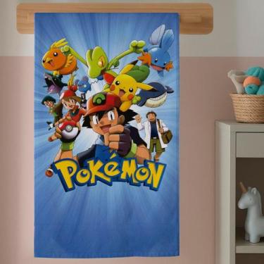 Imagem de Toalha Infantil Banho Desenho Caçadores De Poke Estampa Anime Algodão 