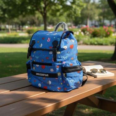 Imagem de Mochila Bt21 Bts Personagens Poliester Escolar Kpop - MINISO, Azul