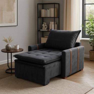 Imagem de Poltrona Cama Reclinavel Estofada Para Sala E Quarto