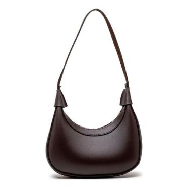 Imagem de Bolsa Hobo Meia Lua De Ombro Pequena Estilo Retrô - JS Bolsas, Marrom
