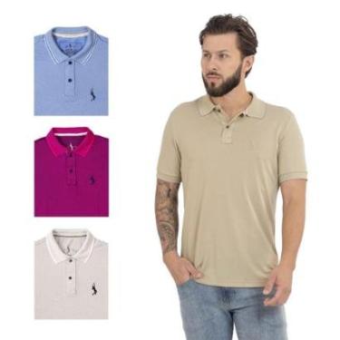 Imagem de Kit 4 Camisa Polo Masculina Elegante Dia a Dia Piquet-Masculino