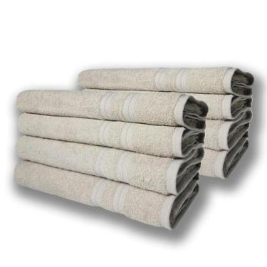 Imagem de Kit 8 Toalhas De Banho Lisboa 100% Algodão 430g/m 80x150cm Bege - TOAL
