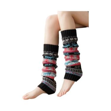 Imagem de Meias De Inverno De Cano Médio, Aquecedores De Pernas, Meias Quentes D