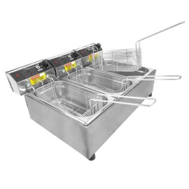 Imagem de Fritadeira Industrial Elétrica 9 L 3 Cubas Master 6000W Inox, Prateado