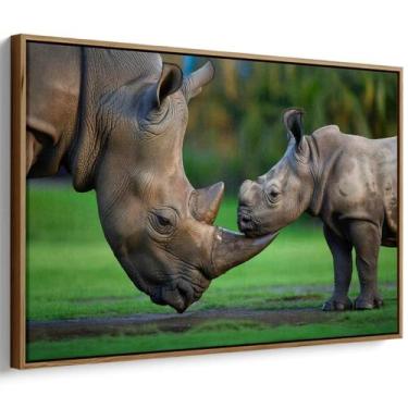Imagem de Quadro Mamãe Rinoceronte e Filhote - Mioquadros, 120x80 cm, Tabaco