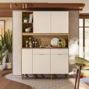 Imagem de Armário de Cozinha Compacto Flora 5 Portas 2 Gavetas com Nicho p/Micro