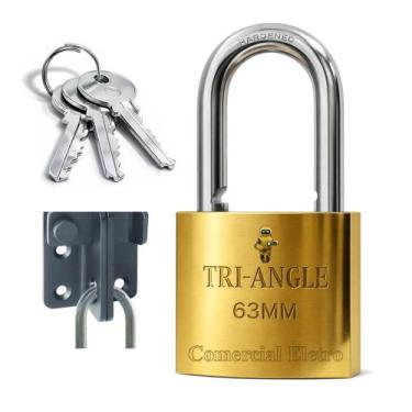 Imagem de Cadeado TrianGle 63mm mm Prevenção Antifurto Para Portão Garagem Sitio