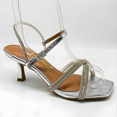 Imagem de Sandália Feminino Vizzano Salto Taça Strass Estilo 6536.205, Prata, 36