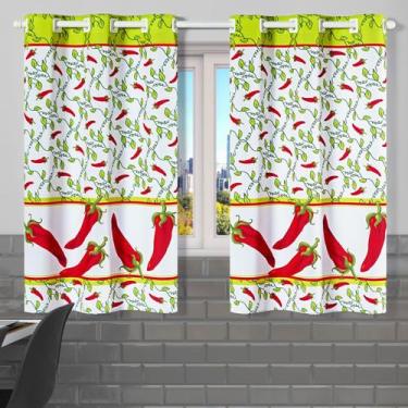 Imagem de Cortina de Cozinha 2,20m x 1,30m Estampada Decorativa para Janela Alta
