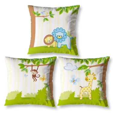 Imagem de Kit 3 Capa de Almofada Estampadas Infantil 40cm x 40cm Zíper invisível