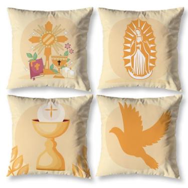 Imagem de Kit 4 Capas de Almofada Católicas Estampadas Decorativas c/ Zíper Deco