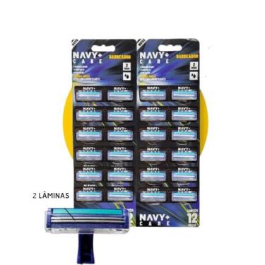 Imagem de Navy - aparelho de barbear uso manual c/2 laminas - cartela 24un, Azul