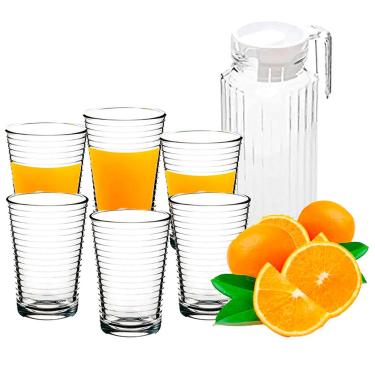 Imagem de Jarra de vidro  1 LT com 6 copos de 180 ml para suco ou agua