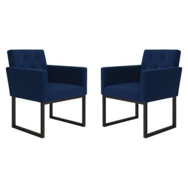 Imagem de Kit 2 Poltronas Decorativas Reforçada Recepção Base Ferro - Móveis Maf