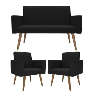 Imagem de Kit Sófa 2 Lugares E 2 Poltronas Para Sala De Estar Recepção - Móveis 