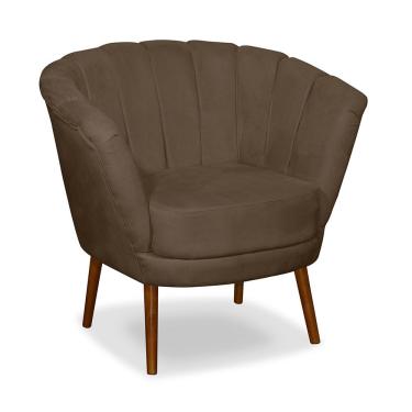 Imagem de Poltrona Pétala Flor Decorativa Suede Assento Espuma D23 Marrom Sonho das Poltronas