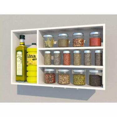 Imagem de Porta Temperos Nicho Cozinha Suporte Suspenso Especiarias Mdf branco 5