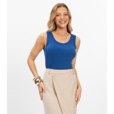 Imagem de Regata em Ribana de Viscose Rovitex Azul, GG, Azul