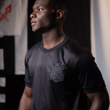 Imagem de Camisa Corinthians Dry All Black Listrada Masculina-Masculino
