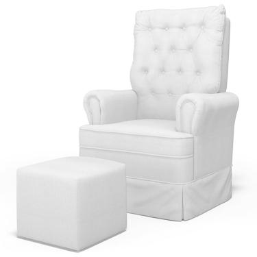 Imagem de Poltrona de Amamentação e Descanso com Balanço e Puff Laís G05 Linho Cinza - Mpozenato