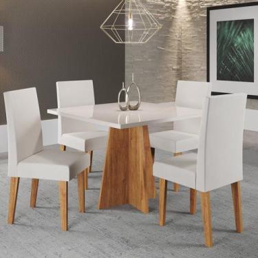Imagem de Mesa de Jantar Quadrada Decora com Vidro 90x90 com 4 Cadeiras Venus em