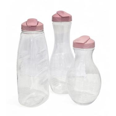 Imagem de Kit 3 Garrafas Cristal Jarra Formatos Diferentes Suco Água - BLUD, Ros