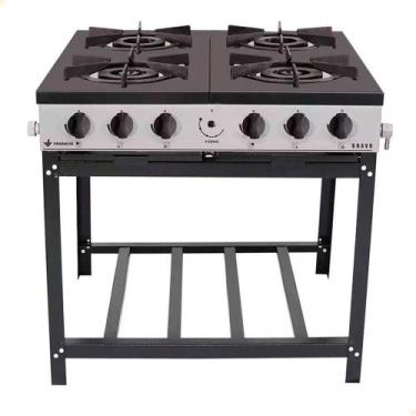 Imagem de Fogão Industrial Venâncio A Gás Bravo 4 Bocas Cinza Esmaltado Br4b