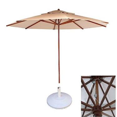 Imagem de Ombrelone Guarda Sol 3,00 Metros De Madeira Com Base