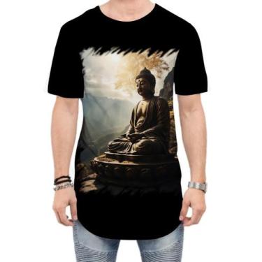 Imagem de Camiseta Longline Estátua de Buda Iluminado Religião 1 - Kasubeck Stor