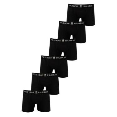 Imagem de Kit 6 Cuecas Masculinas Boxer Algodão Polo Wear Sortido, Preto, G