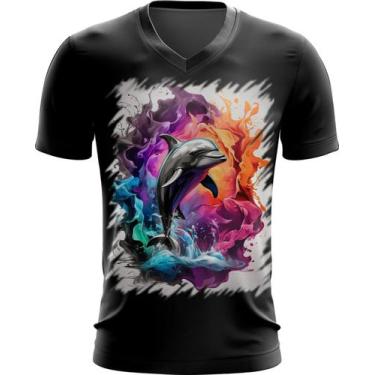 Imagem de Camiseta Gola V Golfinho Inteligência Arte Pintura 4 - Kasubeck Store,