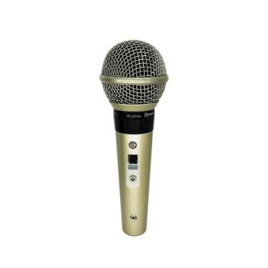Imagem de Microfone Leson Sm58 Plus Corpo Metálico Cabo Cannon Xlr Cor Champanhe