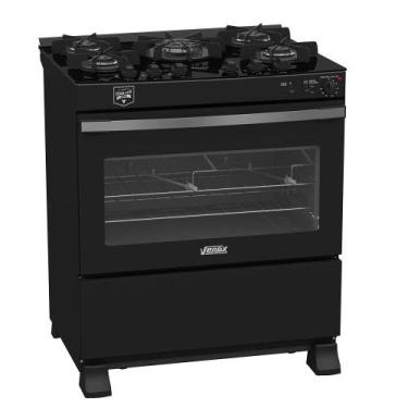 Imagem de Fogao a Gas 5 Bocas Venax Gaudi Vetro Vitreo Preto, 110V
