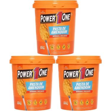 Imagem de Kit 3X Pasta de Amendoim Integral Crocante - 500g - Power One-Masculino