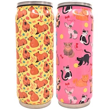 Imagem de Garrafa Térmica Pets Latinha Inox C Canudo Retrátil para Manter Bebida na Temperatura I...