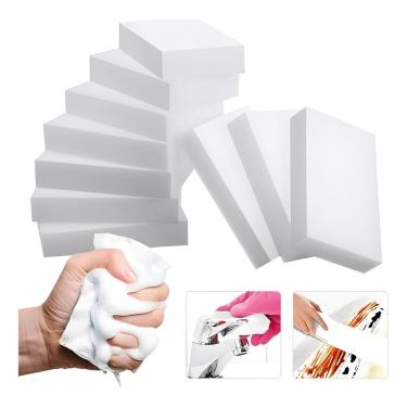 Imagem de Esponja de Limpeza Esponja Mágica Bucha Melamina Tira Mancha em Melamina Reutilizável para Diversas Superfícies Branco