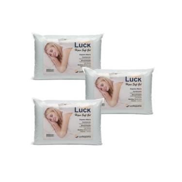 Imagem de Kit De 3 Travesseiros Luck Hiper Soft Gel Espuma 60x40x12cm  Luckspuma