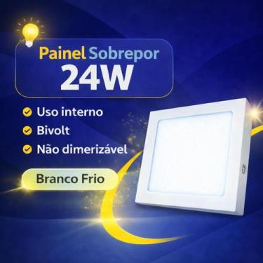 Imagem de Plafon Painel Led Sobrepor Quadrado 24w Branco Frio - LUXOR STORE
