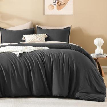 Imagem de Conjunto de edredom Litanika Grey Queen Size com 2 fronhas