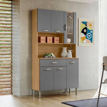 Imagem de Kit Armário de Cozinha Completa Golden 6 Portas com Nichos Freijó Gris Kits Paraná