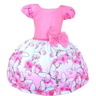 Imagem de Vestido Temático Infantil Flores Borboleta Pérola - NALU_KIDS, 4, Rosa