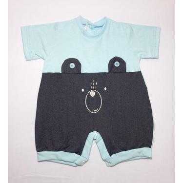 Imagem de Macacão Curto em Malha com Bordado Carinha de Urso - Nethuno Baby, Azu