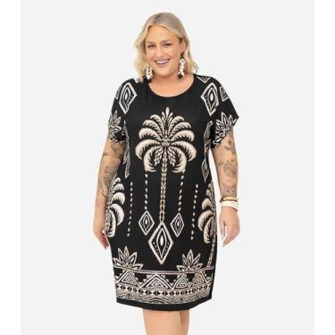 Imagem de Vestido Feminino Plus Size Estampado Secret Glam Preto
