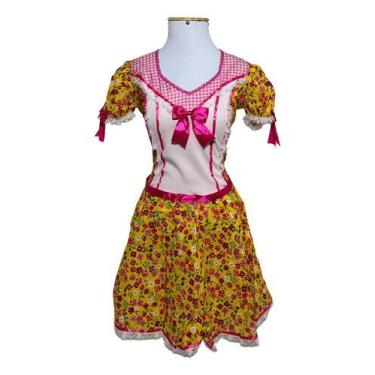 Imagem de Fantasia Vestido Junina Caipira Adulto Luxo Safira - FestaLinda, PP, R